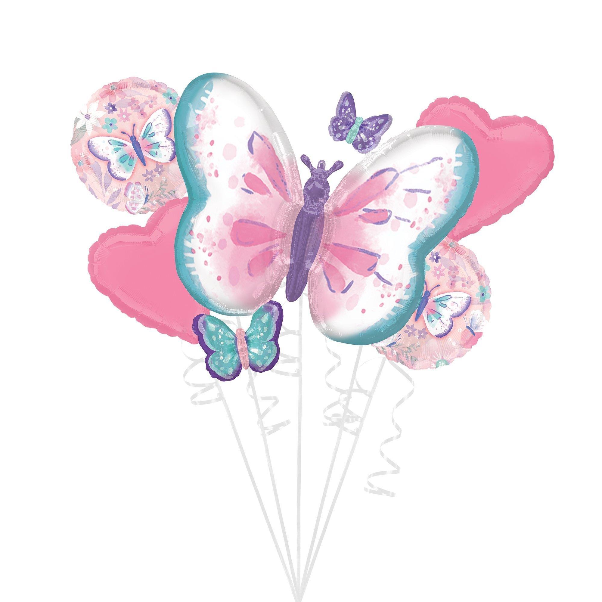 Premium Fluttering Butterflies Foil Balloon Bouquet with Balloon Weight, 13pc